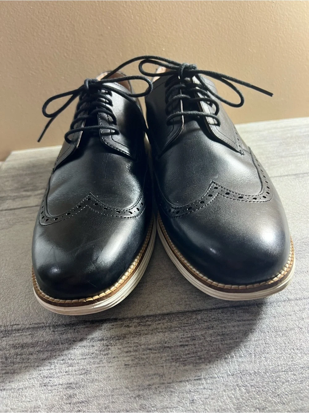Cole Haan Men's Original Grand Shortwing Oxford in Black Leather Shoes Size 13M